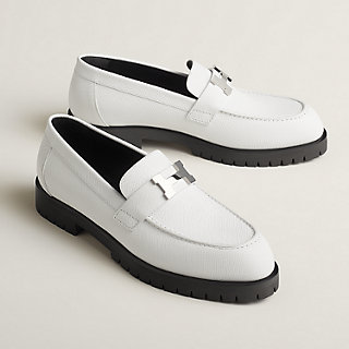 Hermes hot sale white loafers